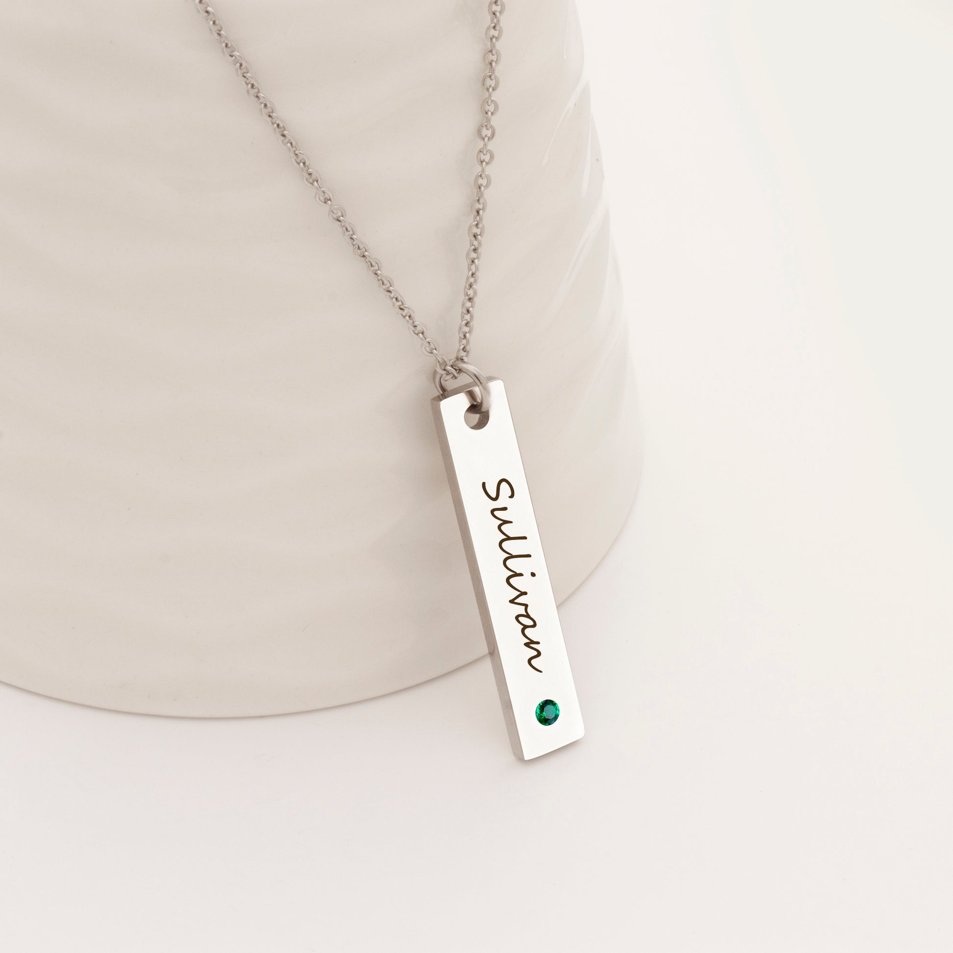 Custom Birthstone Vertical Bar Necklace – Anavia Jewelry Gift