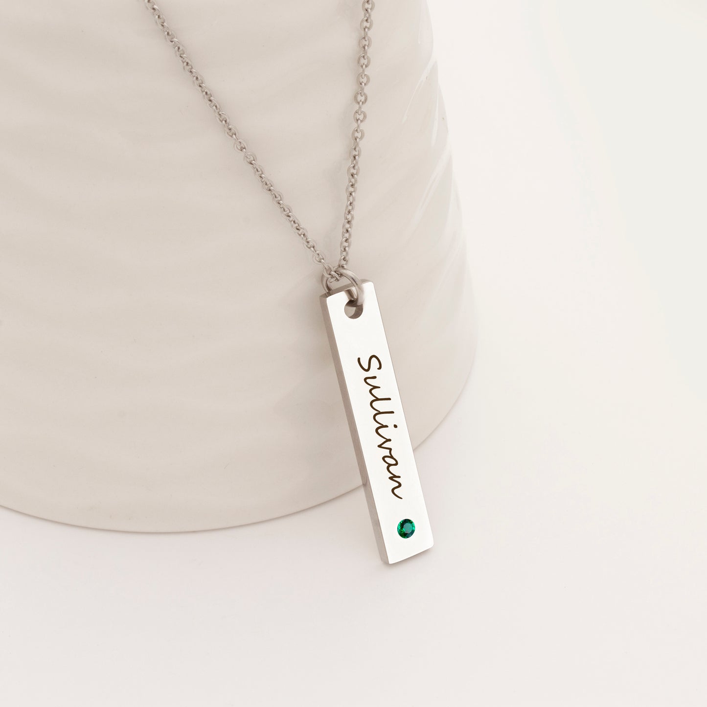 Custom Birthstone Vertical Bar Necklace