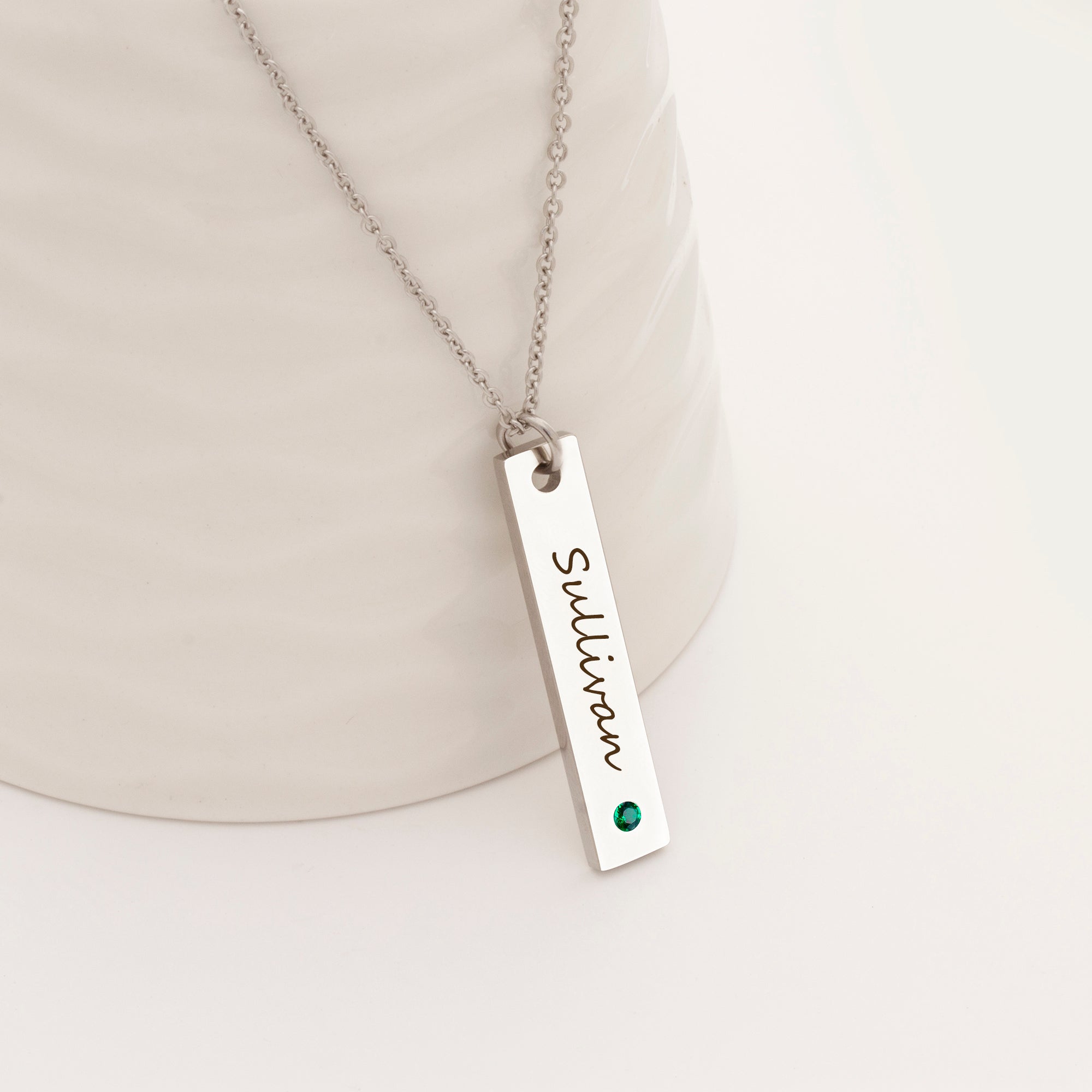Custom Birthstone Vertical Bar Necklace