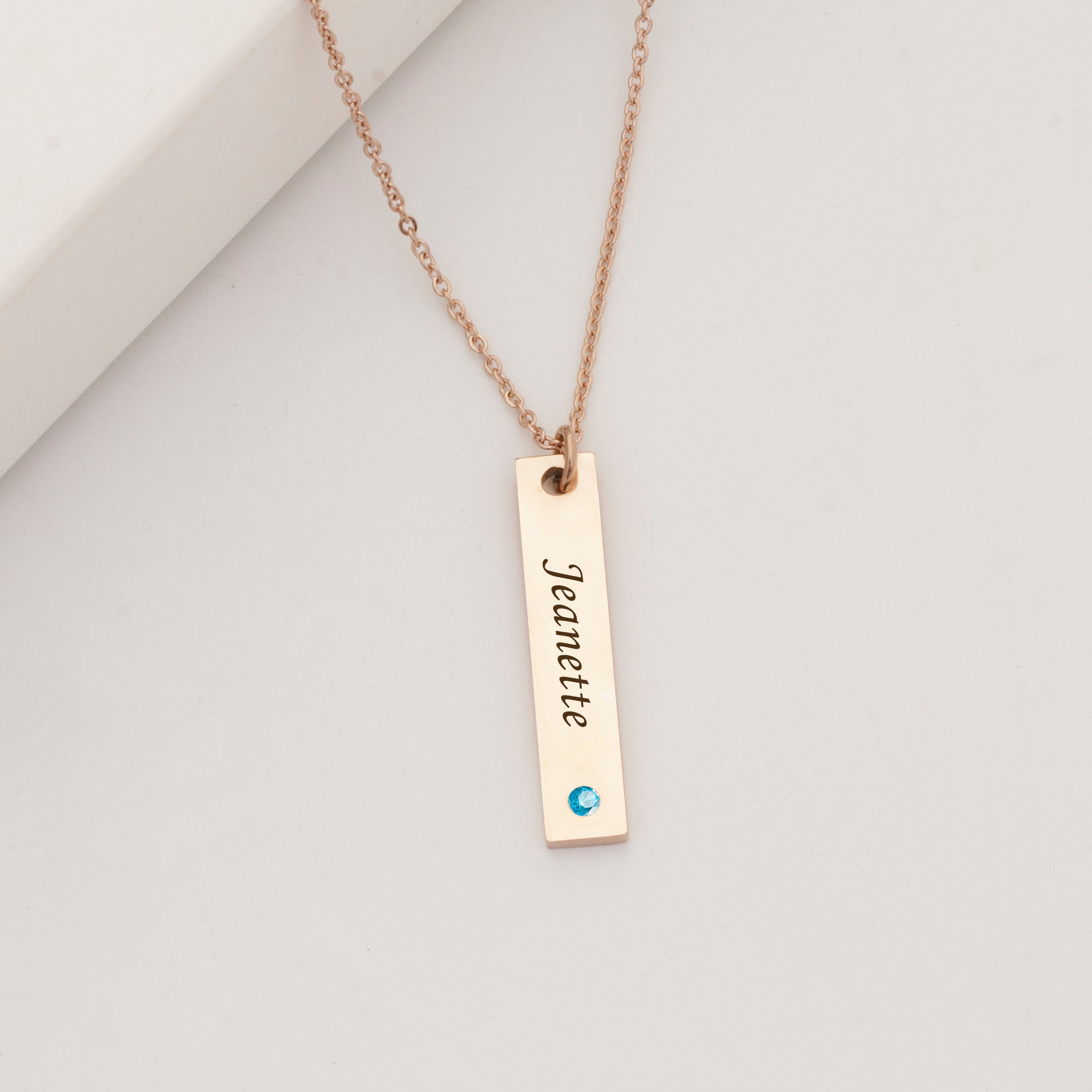 Custom Birthstone Vertical Bar Necklace