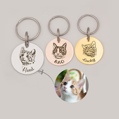 Round Pet Portrait Pet ID Dog Tag