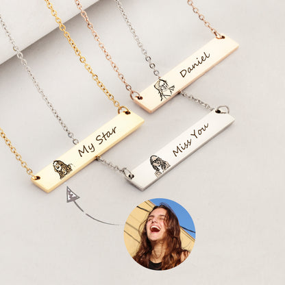 Photo Portrait Bar Necklace