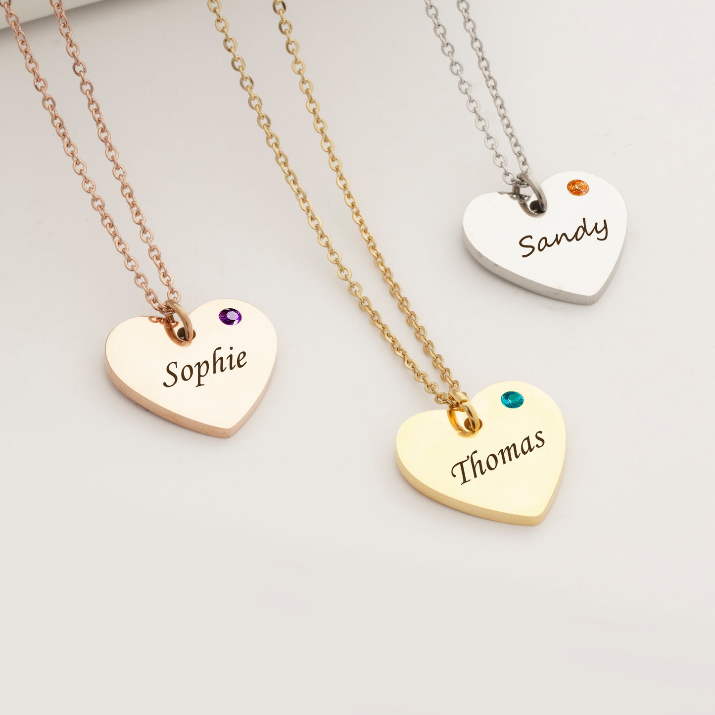 Personalized Birthstone Heart Necklace