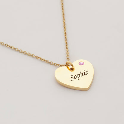 Personalized Birthstone Heart Necklace