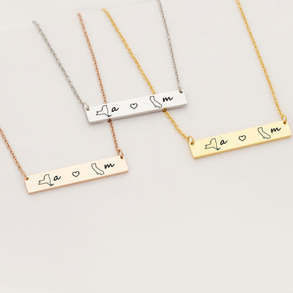 State Necklace, Personalized Long Distance Relationship Gifts for Best Friend Gifts, Birthday Gifts Necklace