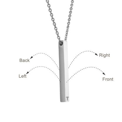 Medical ID Alert Bar Necklace with Medical Card