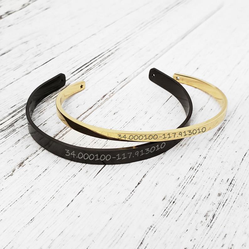 Personalized Coordinates Couples Bracelet Gift Set, Matching Bracelets for Couples, Long Distance Couples Gift for Boyfriend & Grilfriend