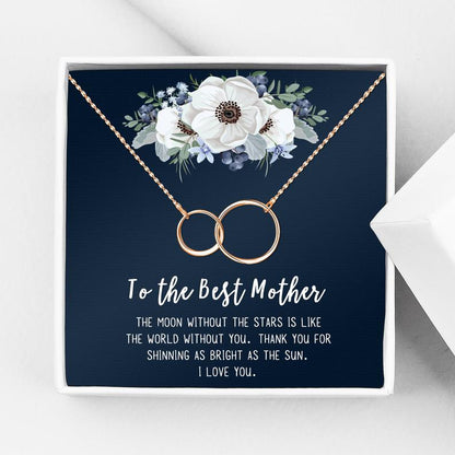 "To the Best Mom" Card and Interlocking Rings Necklace