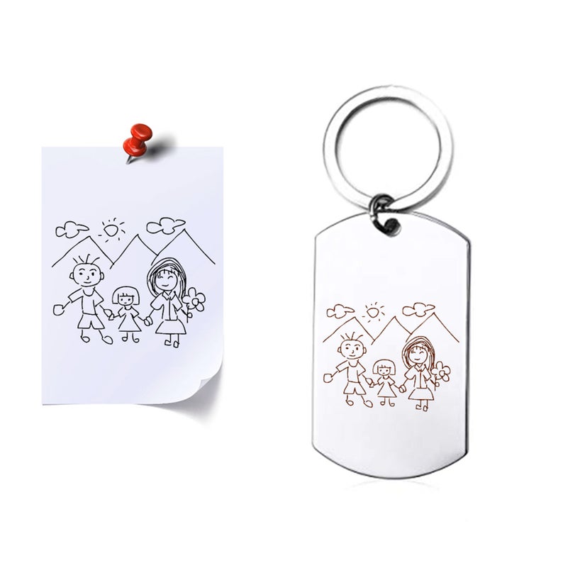 Custom Kids Drawing Engraved Key Chain