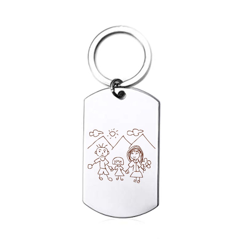 Custom Kids Drawing Engraved Key Chain