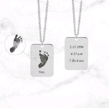 Custom Foot Print Dog Tag Necklace