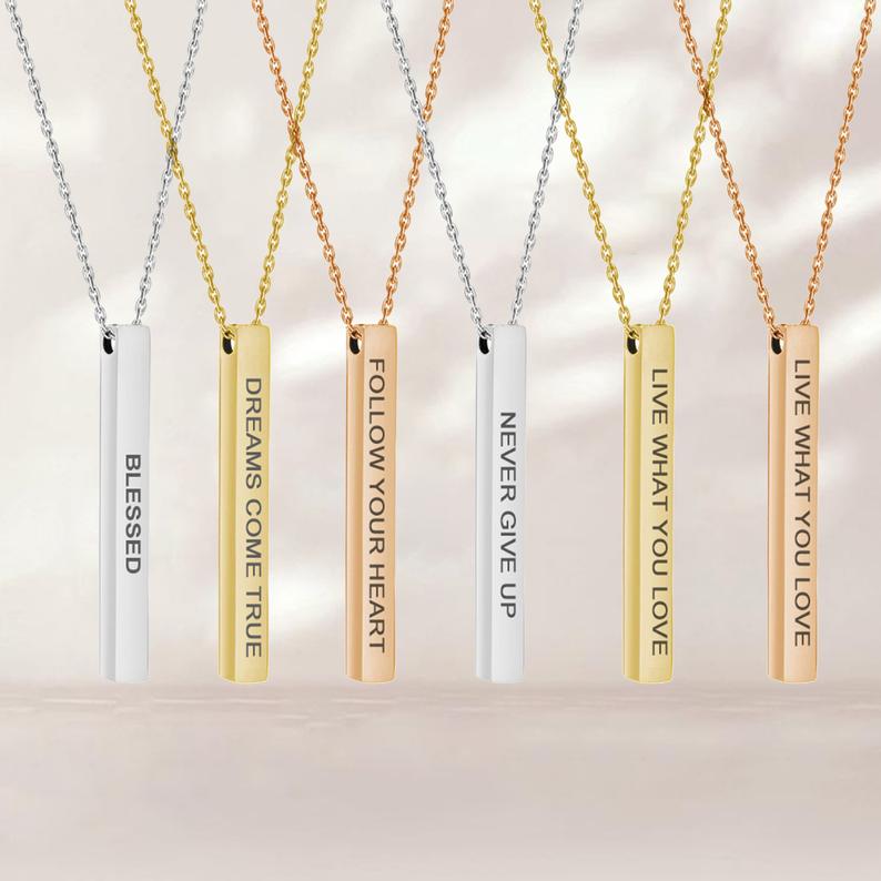 Motivational Quote Bar Necklace