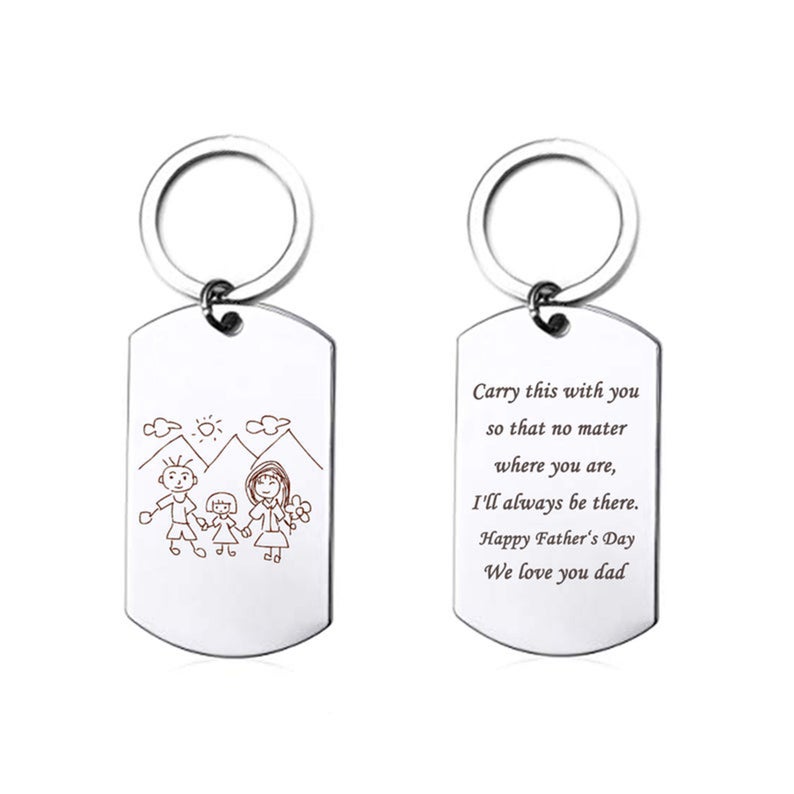 Custom Kids Drawing Engraved Key Chain