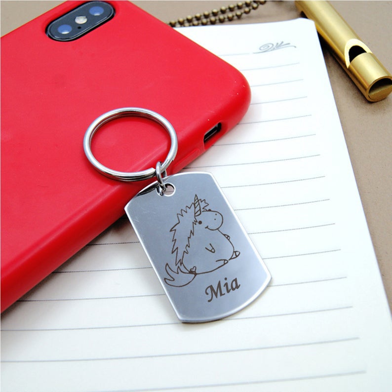 Custom Kids Drawing Engraved Key Chain