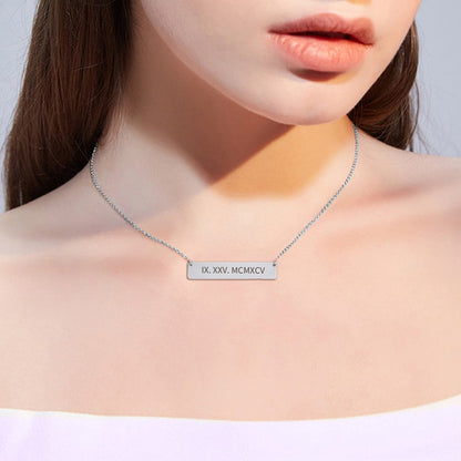 Custom Text Bar Stainless Steel Necklace