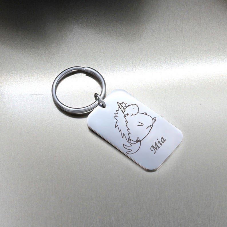 Custom Kids Drawing Engraved Key Chain