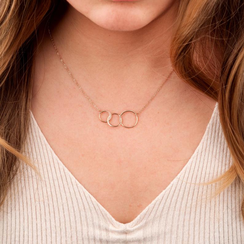 Three Generations Triple Infinity Ring Necklace Gift Set
