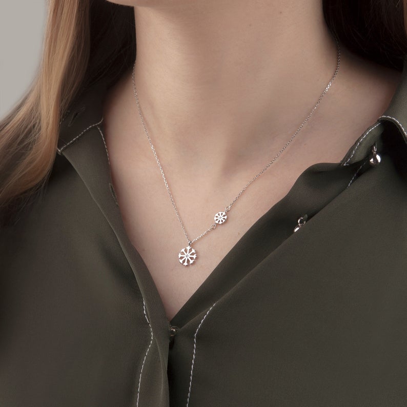 "Brave and Faith" Card and Sterling Silver Snowflake Necklace