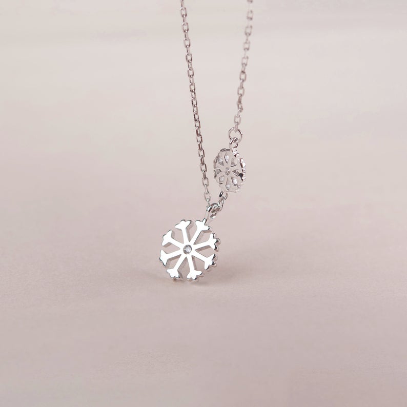 "Brave and Faith" Card and Sterling Silver Snowflake Necklace