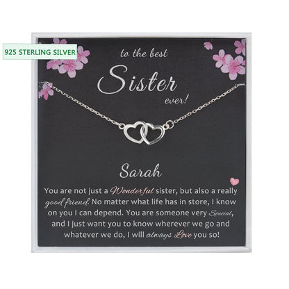 To the Best Sister Ever! Sterling Silver Heart Infinity Necklace Gift Set