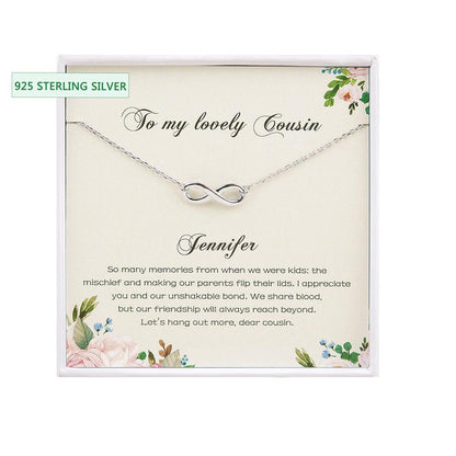 "To my lovely Cousin" Card and Sterling Silver Infinity Necklace