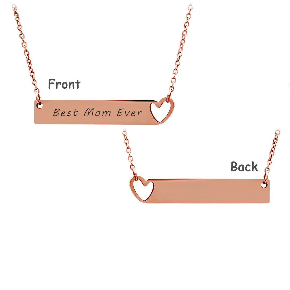 Best Mom Ever Heart Bar Necklace