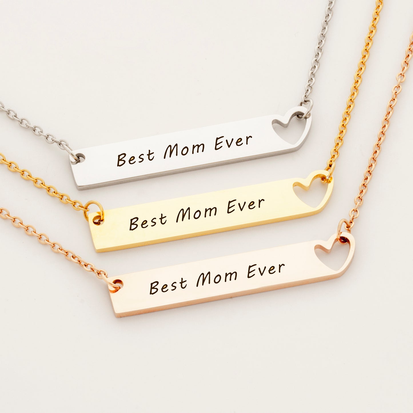 Best Mom Ever Heart Bar Necklace