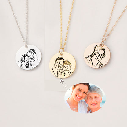 Photo Engraved Round Necklace