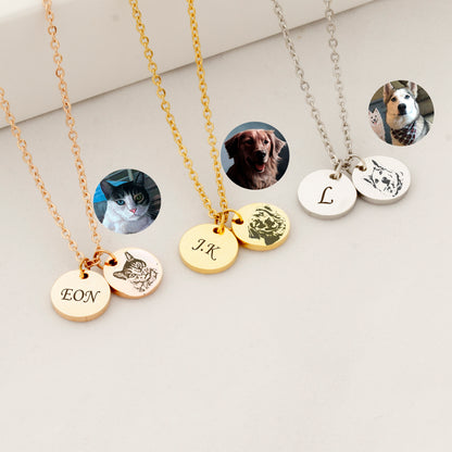 Pet Portrait Round Disc Charm Necklaces