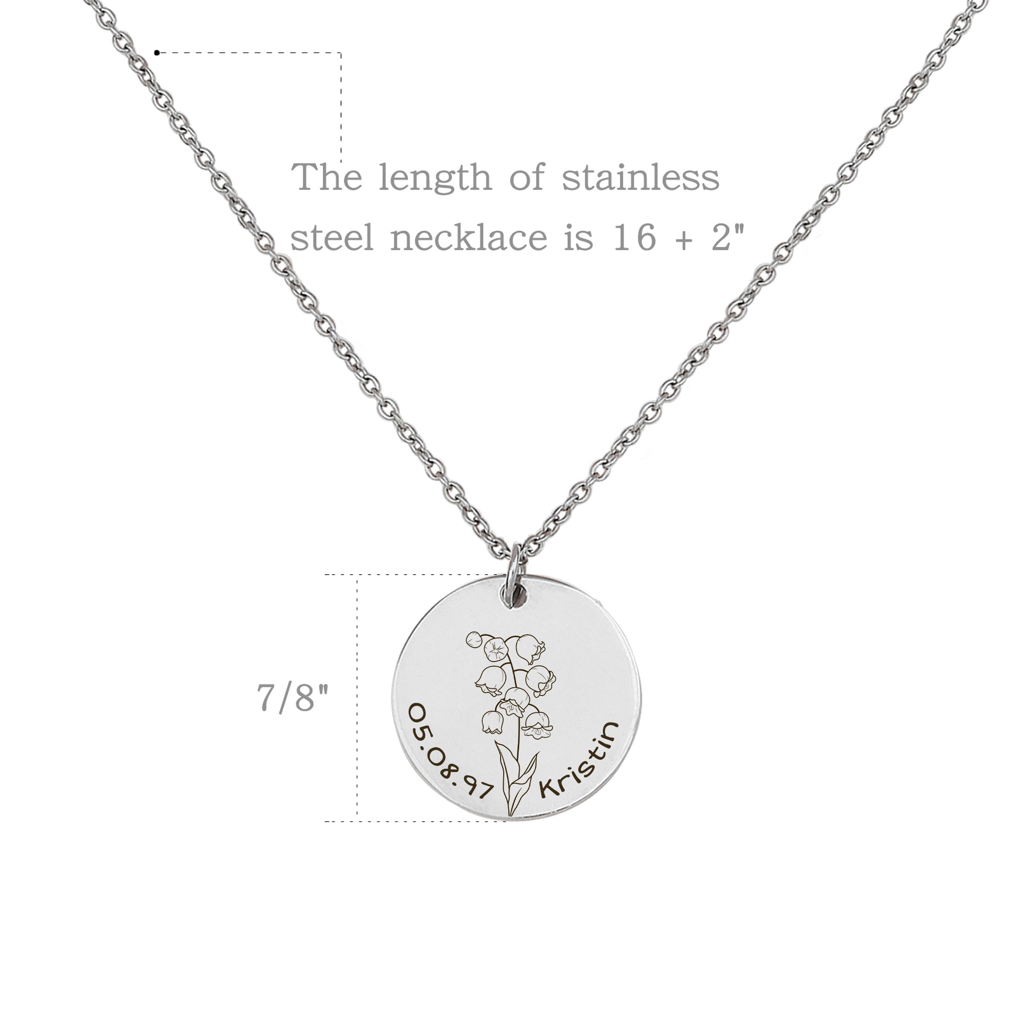 Bloom boutique Sterling Silver Initial And Date Personalised Necklace :  Amazon.co.uk: Fashion