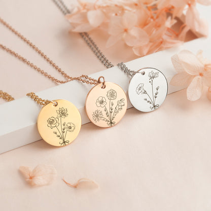 Birth Flower Bouquet Necklace