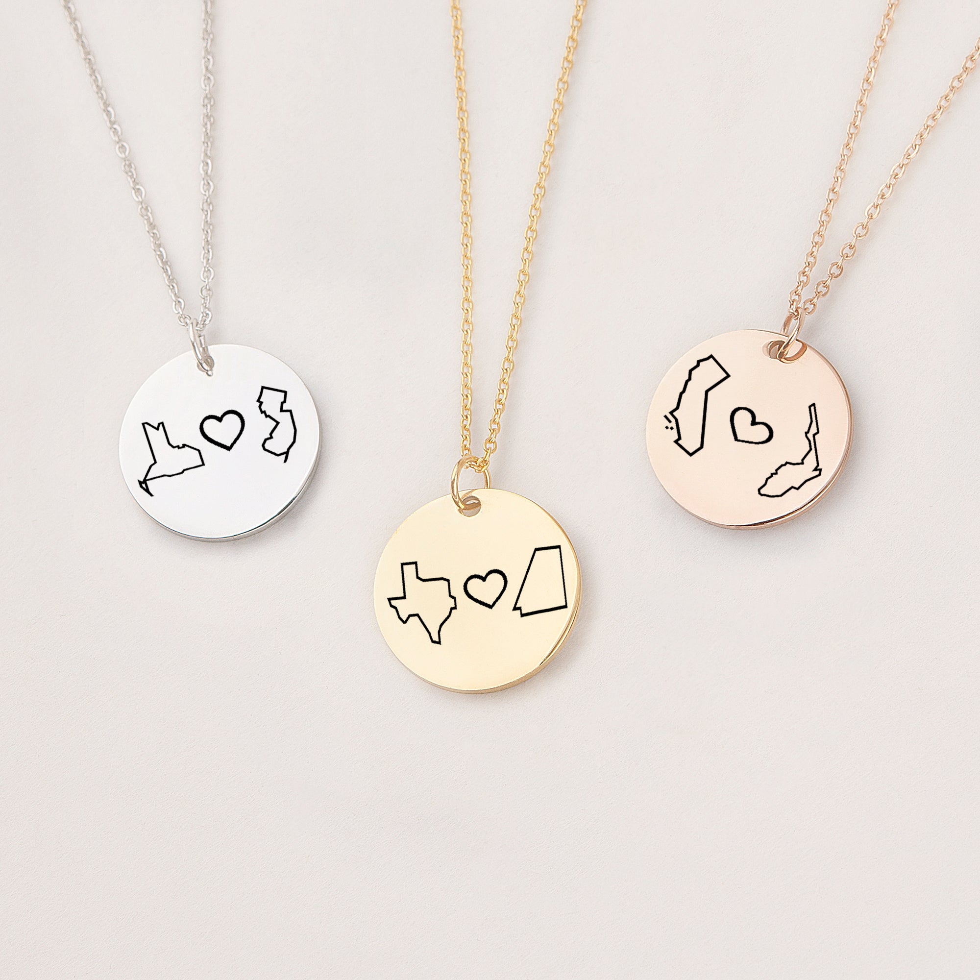 Custom Long Distance Round Necklace