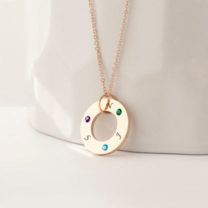 Birthstone Washer Initial Necklace